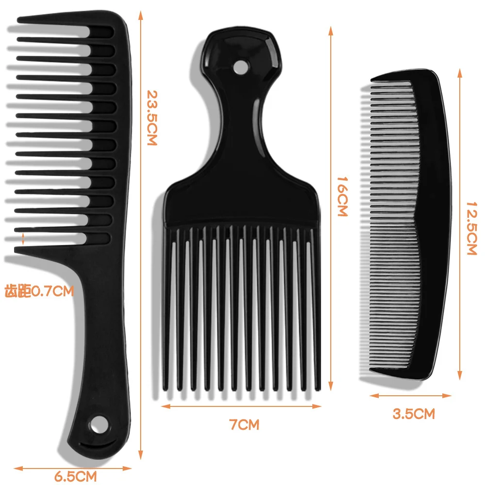 3PCS/1PC Wide Toothed Brush Comb Fork Brush Insertion Type Hair Comb Plastic Gear Comb Curly Hair African Hairstyle Tool