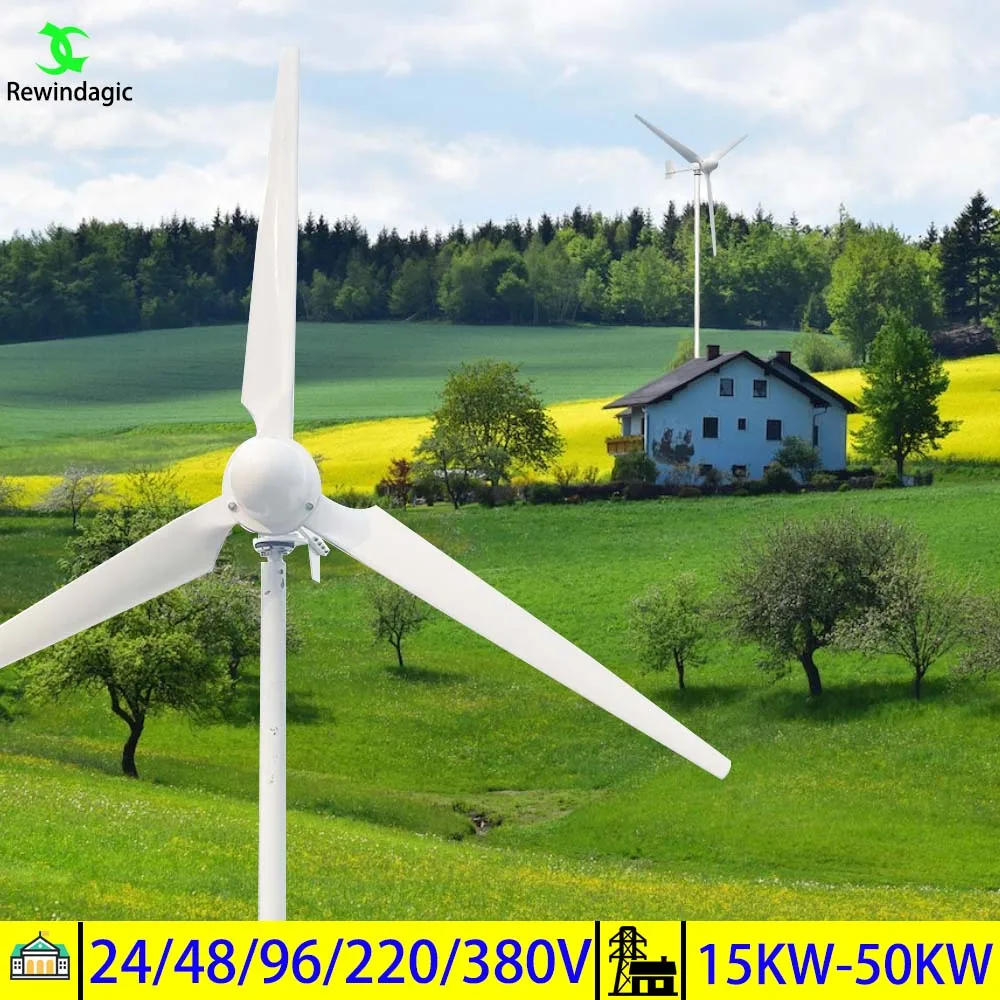 New Energy 30KW Wind Turbine Generator Horizontal Windmill 30000W With Hybrid Controller Off Grid SySterm For Homeuse