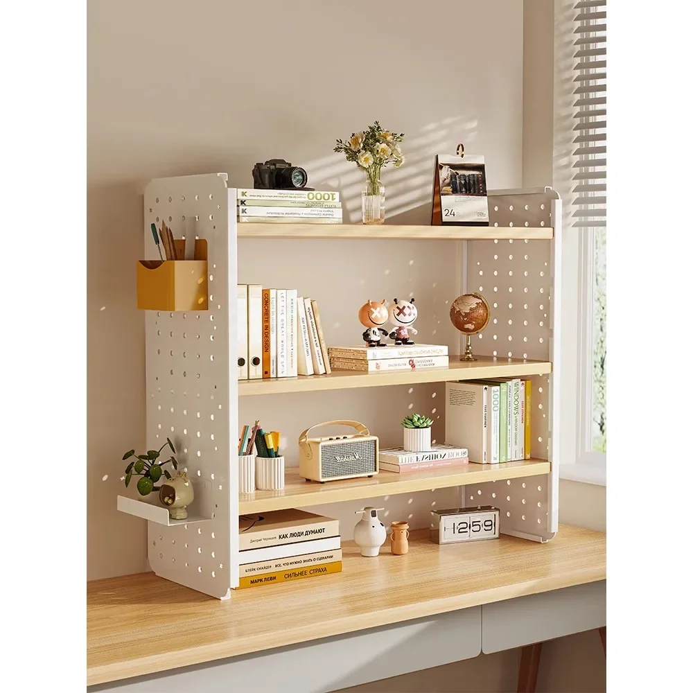 Desktop shelf desk bookshelf hole board home study desk multi-layer office workstation storage display rack