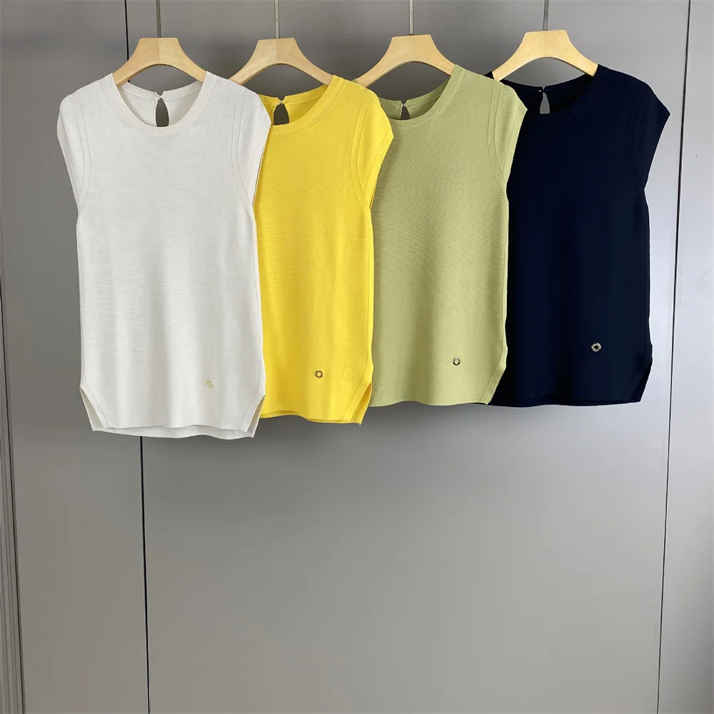 2026 Spring and Summer New Women's Round Neck Solid Color Pullover Knitted Sleeveless Vest Fashionable Commuting Top