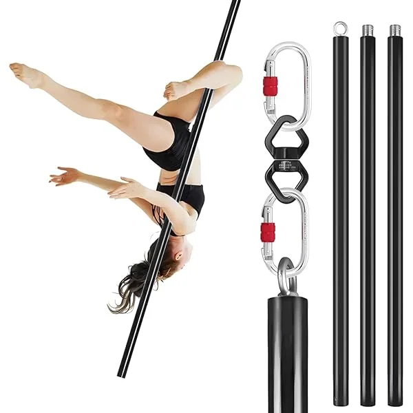 

6.6ft/2m Aerial Flying Dance Pole Portable Suspension Fitness Tube Hanging Rotary Steel Dancing Pole Gym Equipment for Home Bar