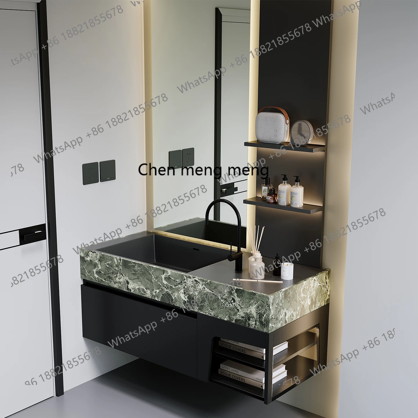 

Italian minimalist bathroom cabinet combination wash table rock slab toilet hand wash table combination
