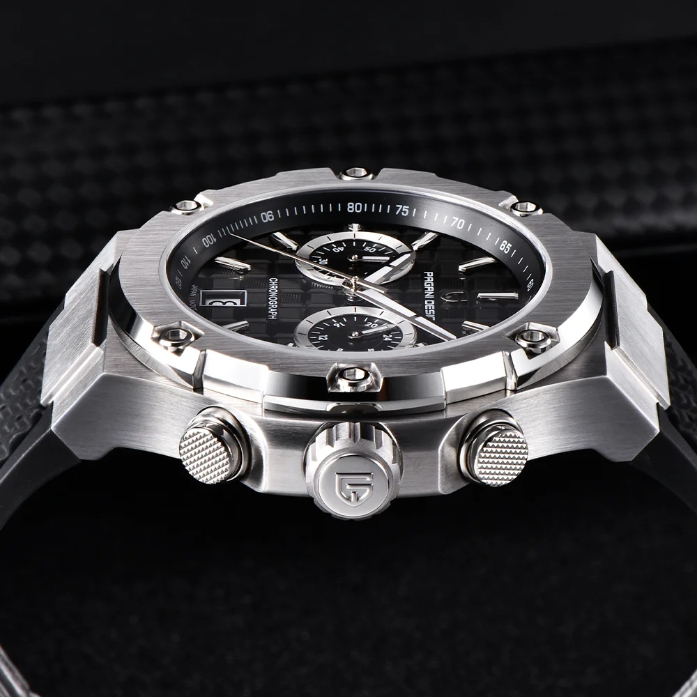 Pagani Design PD-YS032 Men's Watch Japanese Quartz Movement Stainless Steel Case Black Rubber Waterproof Sport Men's Watch view 5