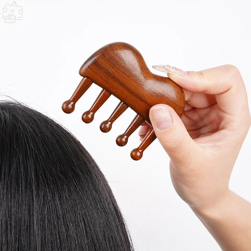 Natural Wooden Comb Meridian Massage Anti-static No-snags Wide Tooth Comb For Women Girl Straight Curly Hair