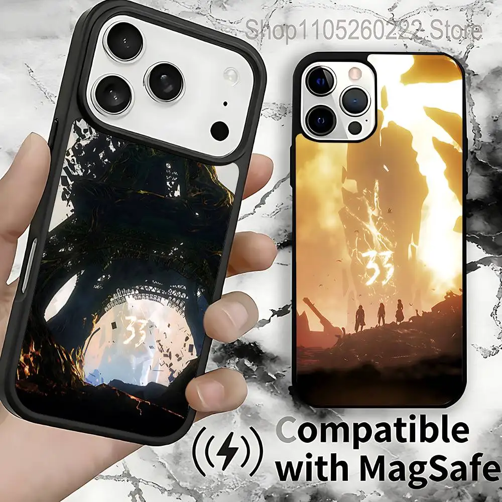 

C-Clair Obscur Expedition 33 Case For iPhone 17,16,15,14,13,12,11,Pro,Max,Plus,Mini,SE4,E Magnetic Magsafe Wireless Charging