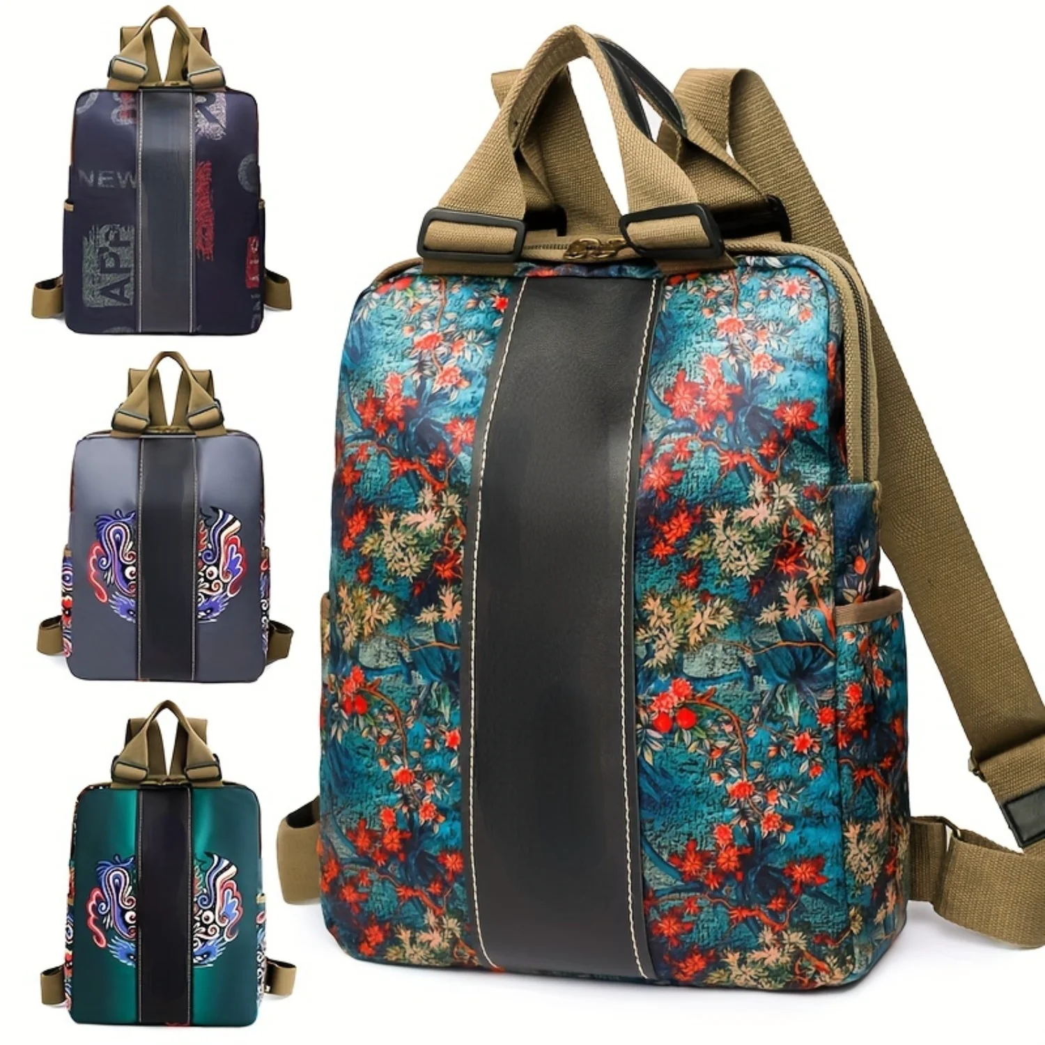 

Womens Backpack, Fashionable Floral Pattern Backpack, Classic Nylon Anti-theft Bag For Travel Commuting Shoe bag Range bag Pouch