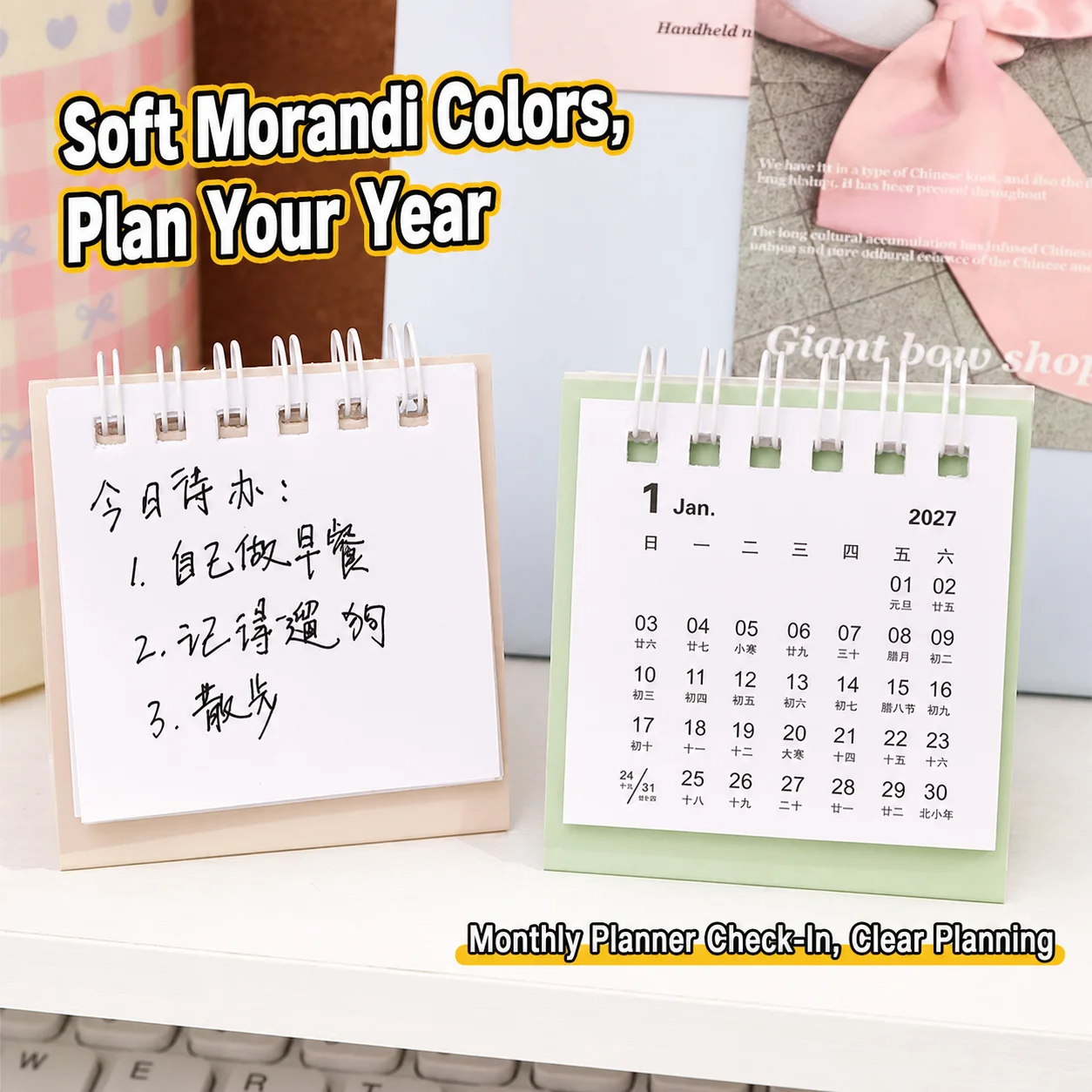2027 Mini Paper Desk Calendar Portable Standing Daily Planner Desktop Decoration For Office School Stationery Supplies view 5