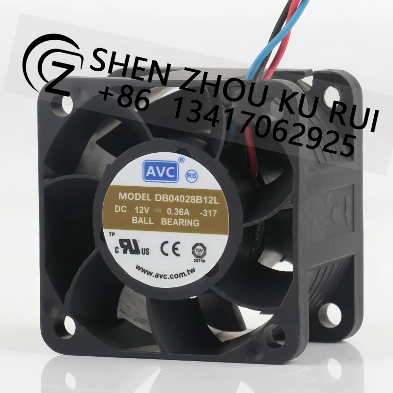 AVC 12V 0.36A AC EC 4028 three-wire 4CM Dual ball High air capacity server mute DB04028B12L 40X40X28MM cooling fan