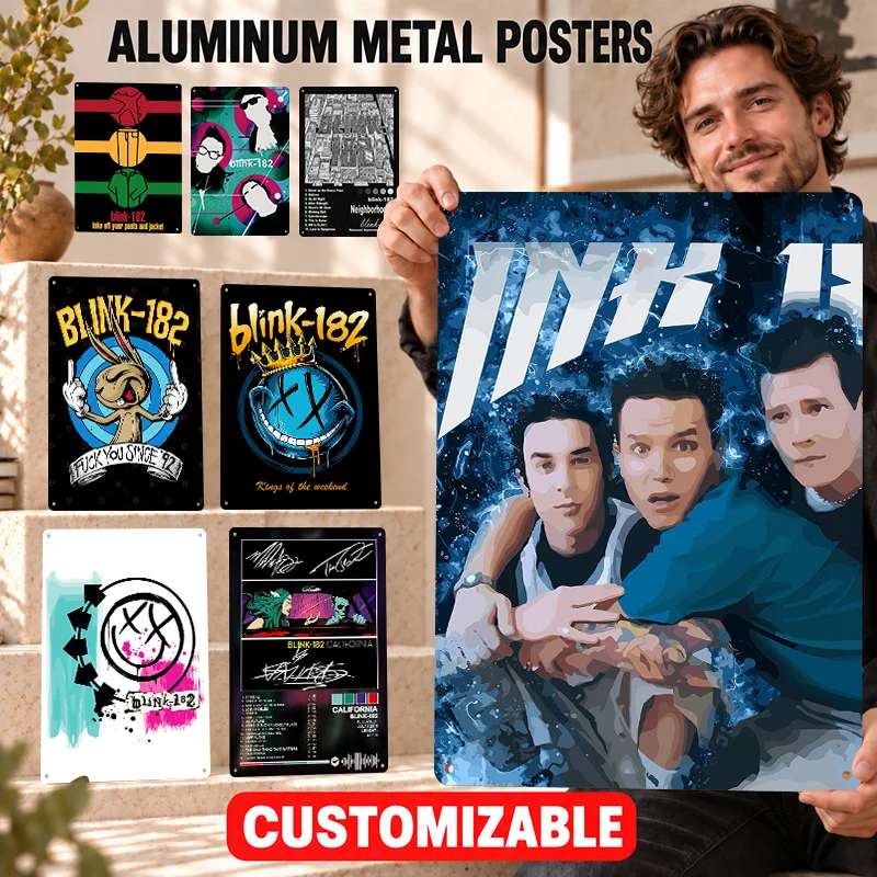 Blink-182 Aluminum Posters Album Inspired Portrait Entertainment Room Wall Art Customized Metal Sign Concert Fan Birthday Gift
