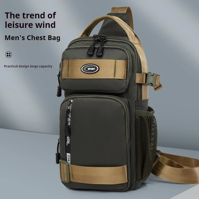 Men's Casual Chest Bag Oxford Cloth Large Capacity Backpack Men's Crossbody Bag Single Shoulder Bag Multifunctional Waterproof