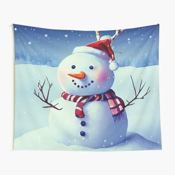 Snowman Tapestry Merry Christmas Tapestry Xmas New Year Winter Party Decoration Wall Hanging for Bedroom Living Room Dorm Decor