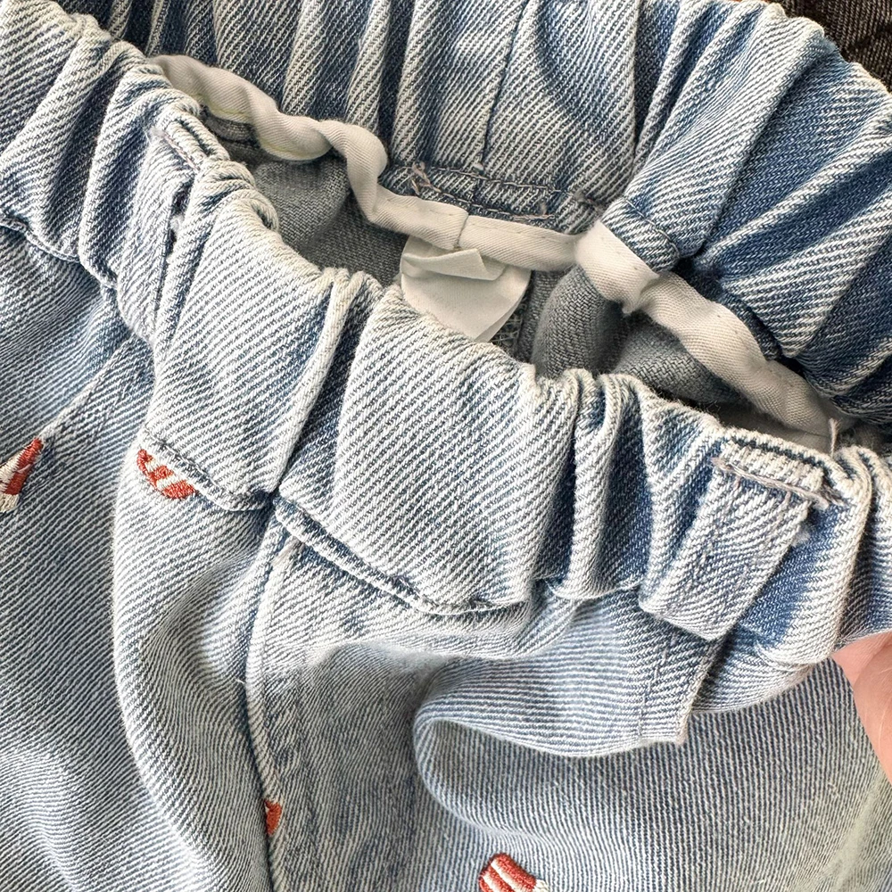 2025 جديد الصيف الاطفال الدنيم السراويل ل 1-10 سنة بنين بنات الفشار التطريز مرونة الخصر عادية طول الركبة السراويل #5