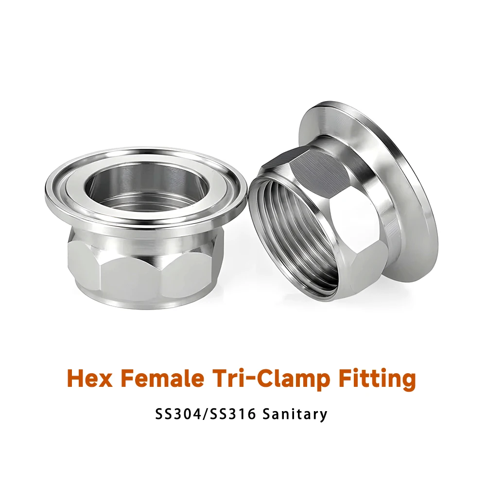 Tri Clamp Sanitary Female Thread Joint - SS304/316L Short Hex BSP for 1/2