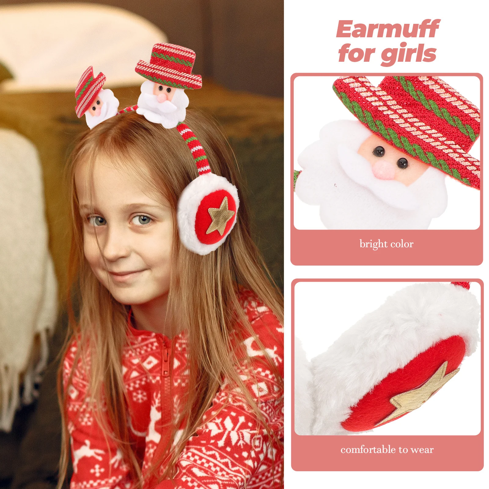 

Christmas Earmuff Winter Warm Santa Claus Headband Lovely Ear Warmer Outdoor Winter Ear Protector Xmas Gift Christmas Earmuff