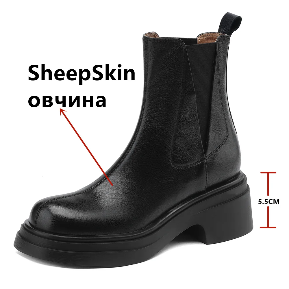 FEDONAS Basic Leisure Casual Women Short Boots Genuine Leather High Quality Thick High Heels Autumn Winter Shoes Woman Outdoor