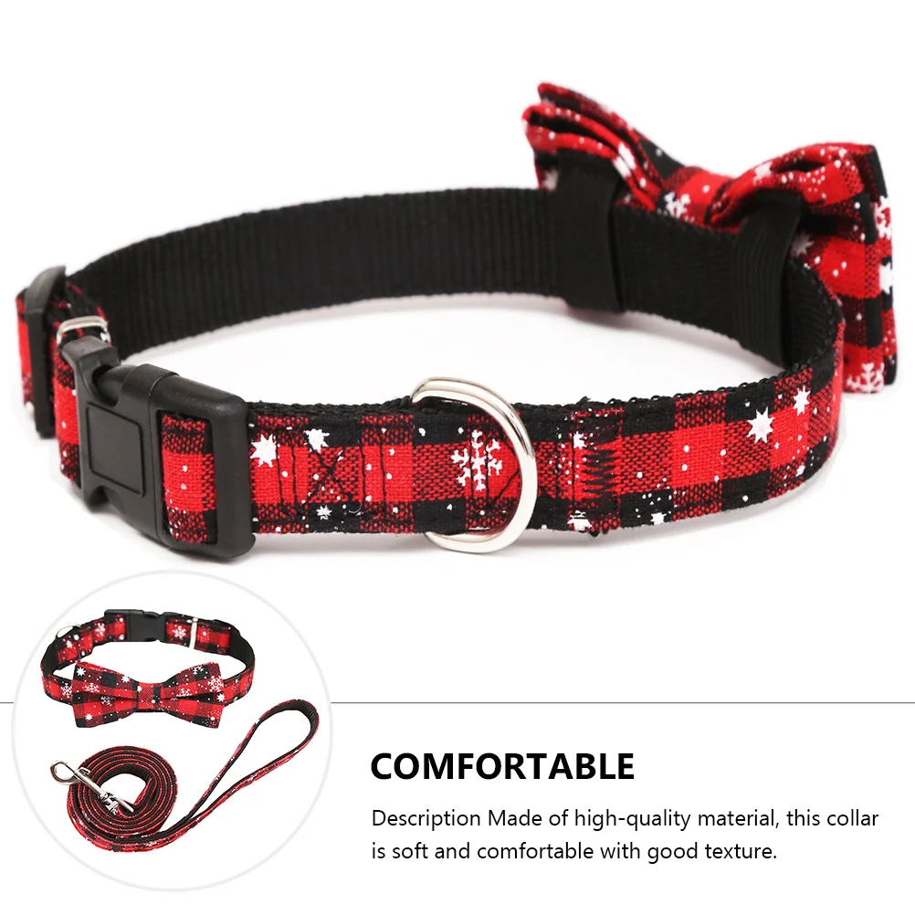 

2Pcs Dog Cat Collar Set Christmas Themed Pet Neck Chain Stylish Bow Knot Waterproof Material for Indoor Outdoor Wear Xmas Pet