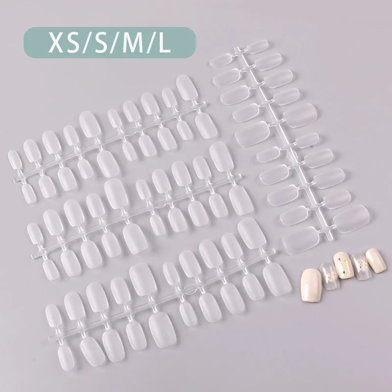 TSZS 100Pcs/lot Frosted Nail Extension Tips Short Oval False Artificial Full Cover Press On Nail Oval Coffin Salon Fake Tip