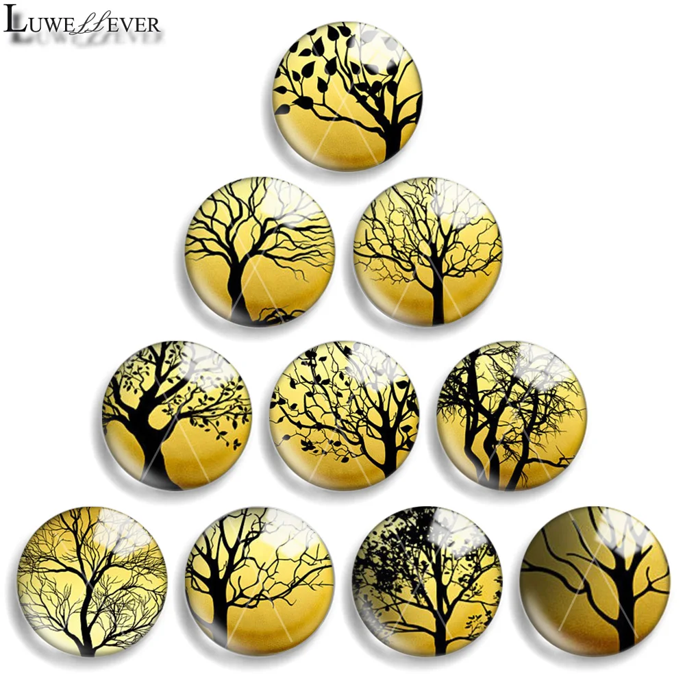 12mm 10mm 20mm 25mm 30mm 40mm 892 Tree Mix Round Glass Cabochon Jewelry Finding 18mm Snap Button Charm Bracelet