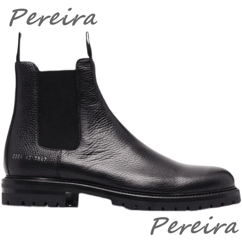 Autumn Winter Men's Chelsea Boots British Style Trend Cowhide Round Toe Thick Soled Short Boots Fashion Genuine Leather Shoes