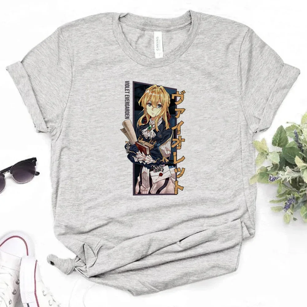 Violet Evergarden t-shirts women Y2K summer designer Tee girl 2000s clothes