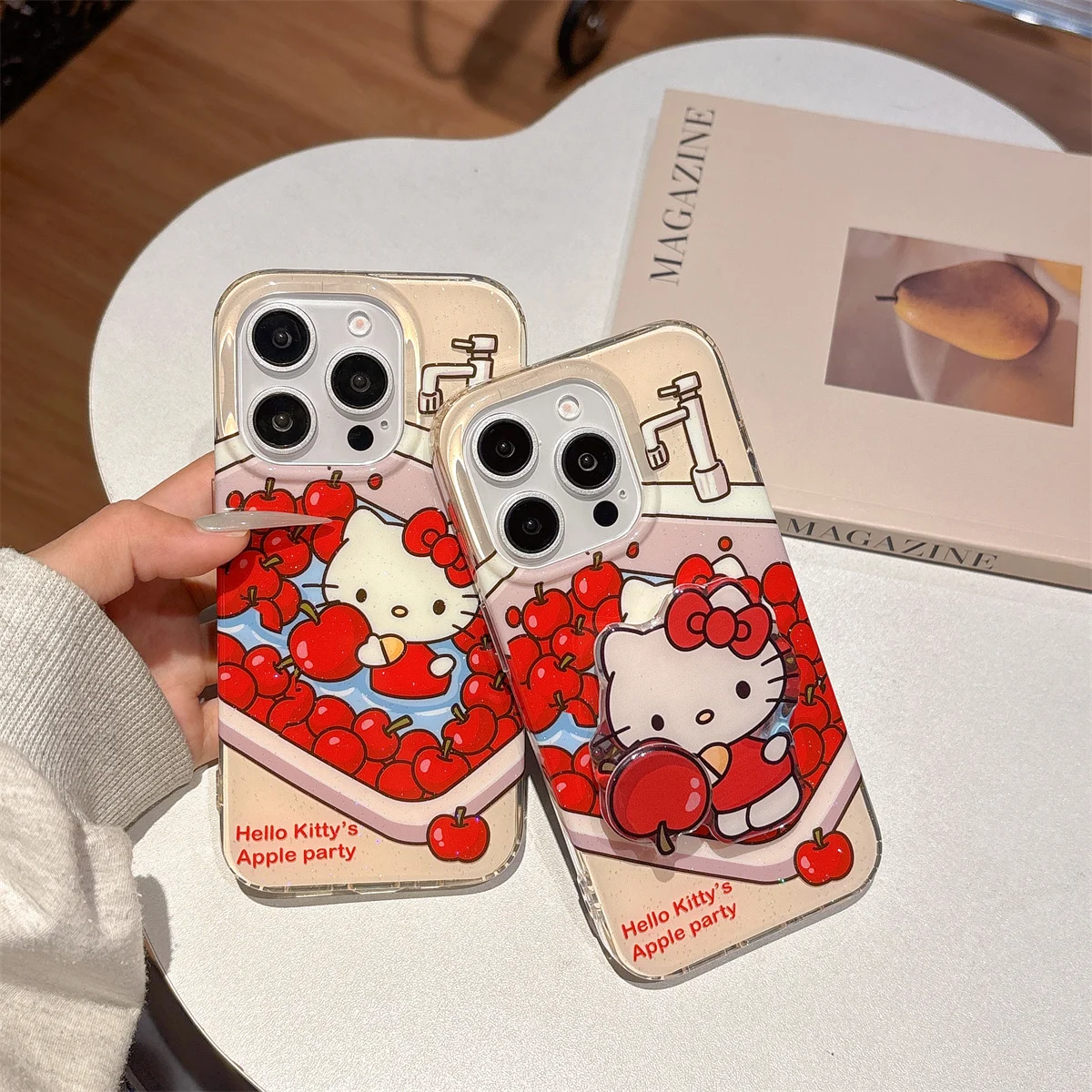 

ins Apple Hello Kitty Pink Phone Case For iPhone 16 15 14 13 Pro Max Fashion Cartoon Shockproof Bumper Protective Cover