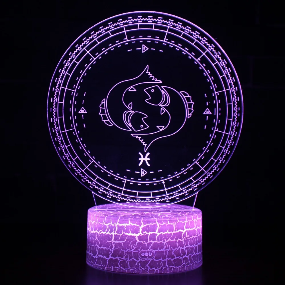 Nighdn Aries 3D Night Light LED USB Bedside Lamp Room Decor Colorful 12 Constellation Series Creative Birthday Gift for Friends