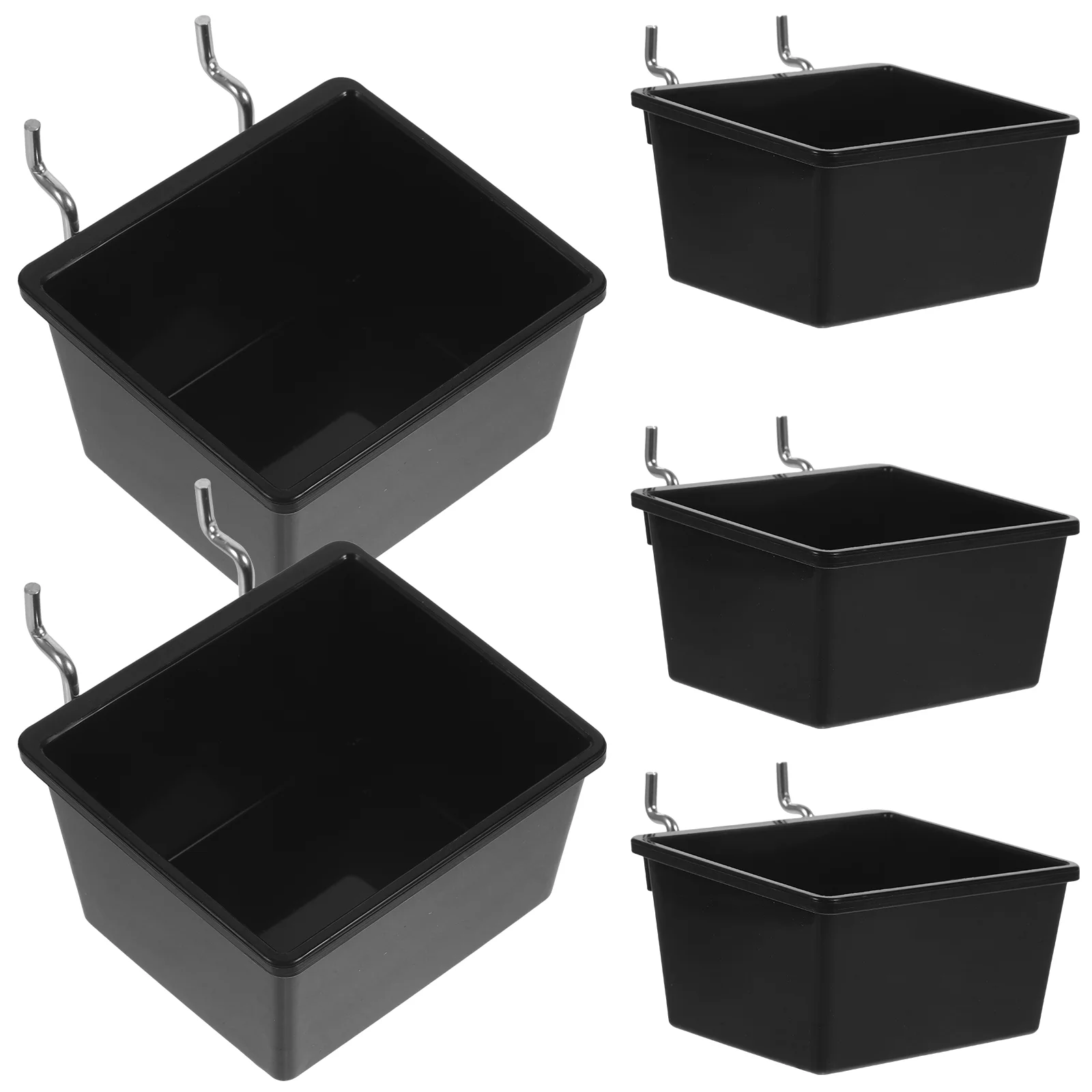 

5 Pcs Junk Case Parts Storage Box Utility Bins Shop Pegboard Baskets Trash Can Organiser Black Tool Hanging for Garage Office