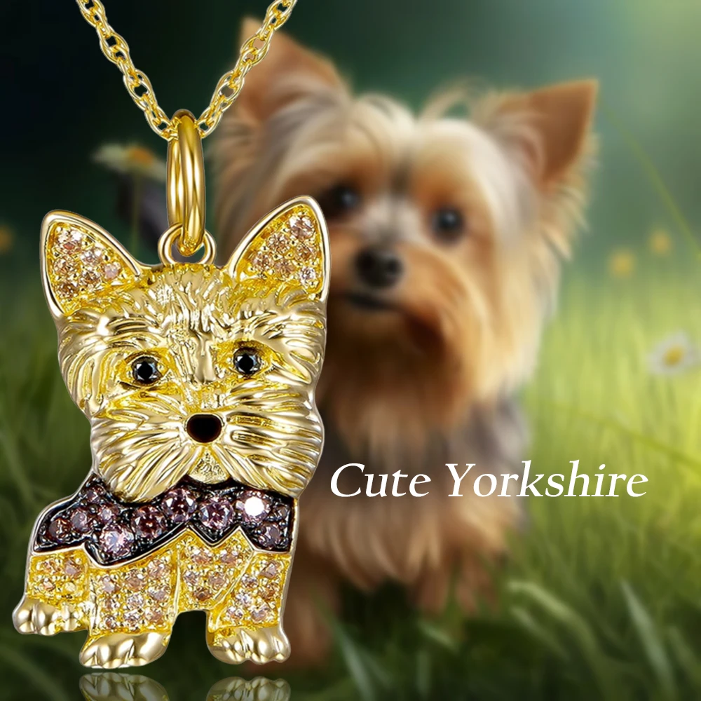 Exquisite Cute Yorkshire Pendant Necklace for Women Elegant Pet Puppy Jewelry Animal Accessories Dog Lovers Memorial Birth Gifts