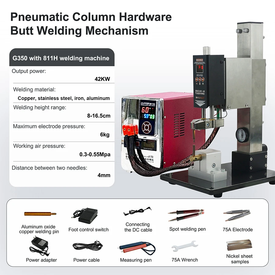 Glitter G-350 Integrated Column Pneumatic Pulse Welding Machine Parallel Weld Head Downward Welding Welder