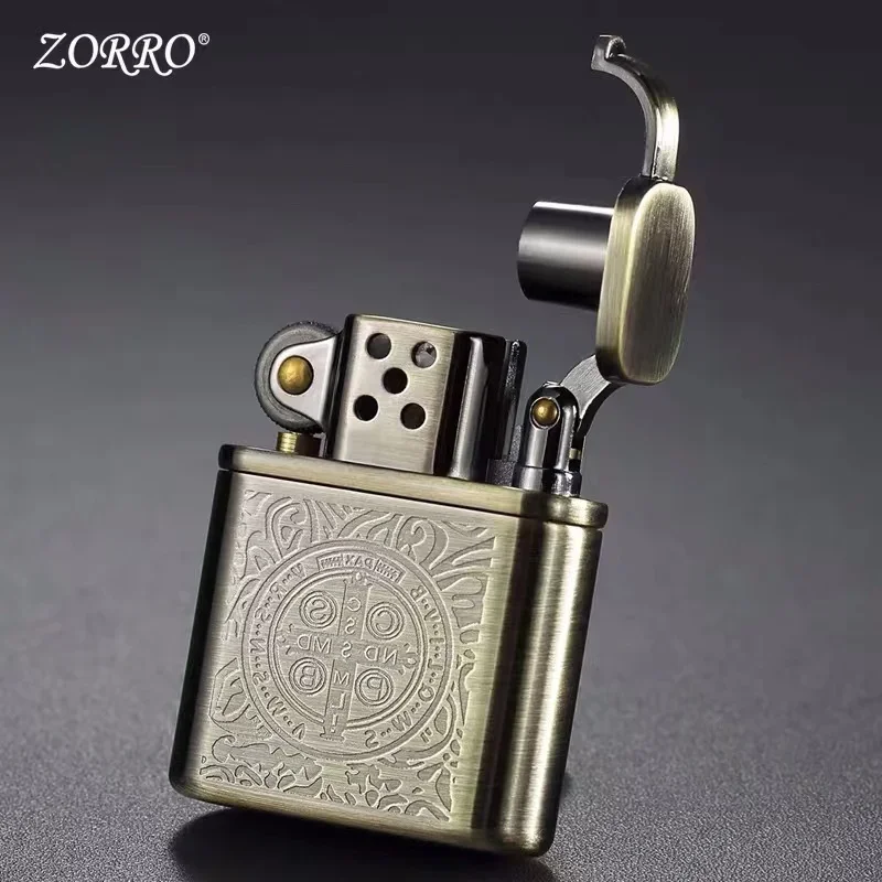 Zorro Vintage Metal Constantine Kerosene Lighter Flint Copper Gasoline Cigarette Lighter Antique Grinding Wheel Kerosene Lighter