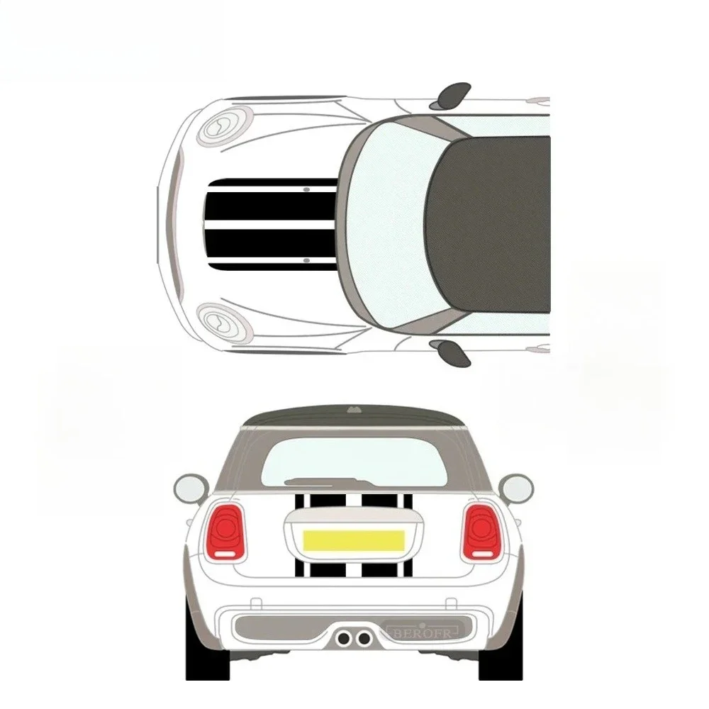 For MINI John Cooper Works F56 F55 F57 R56 R57 R58 R59 JCW Car Hood Bonnet Stripes Sticker Engine Cover Taligate Trunk DIY Decal
