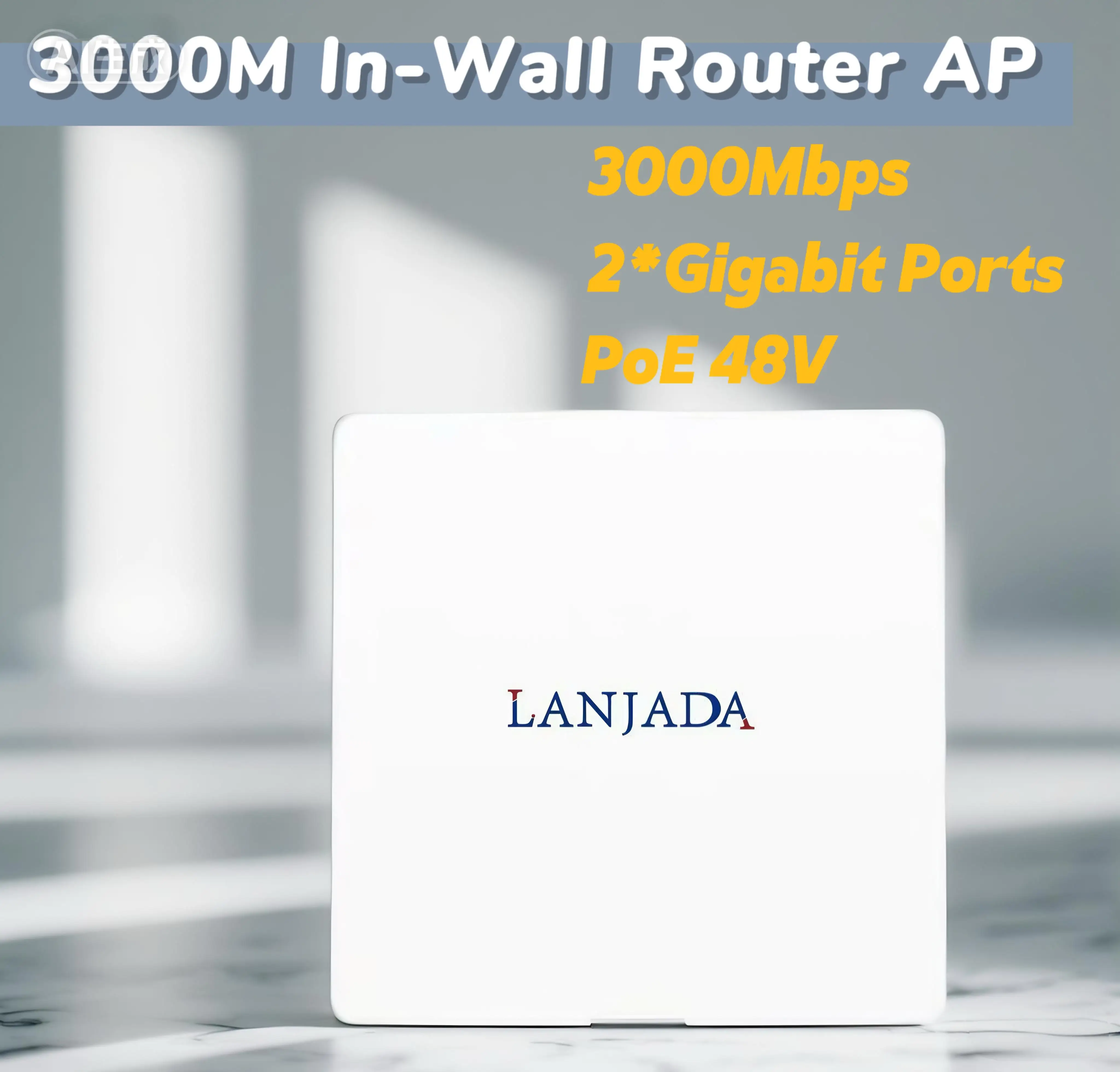 Router Gigabit PoE Inalámbrico LANJADA AX3000 para Empotrar en Pared, WiFi 6, Alimentado por PoE, Roaming sin Interrupciones, Router AP de Doble Banda para Hotel u Hogar