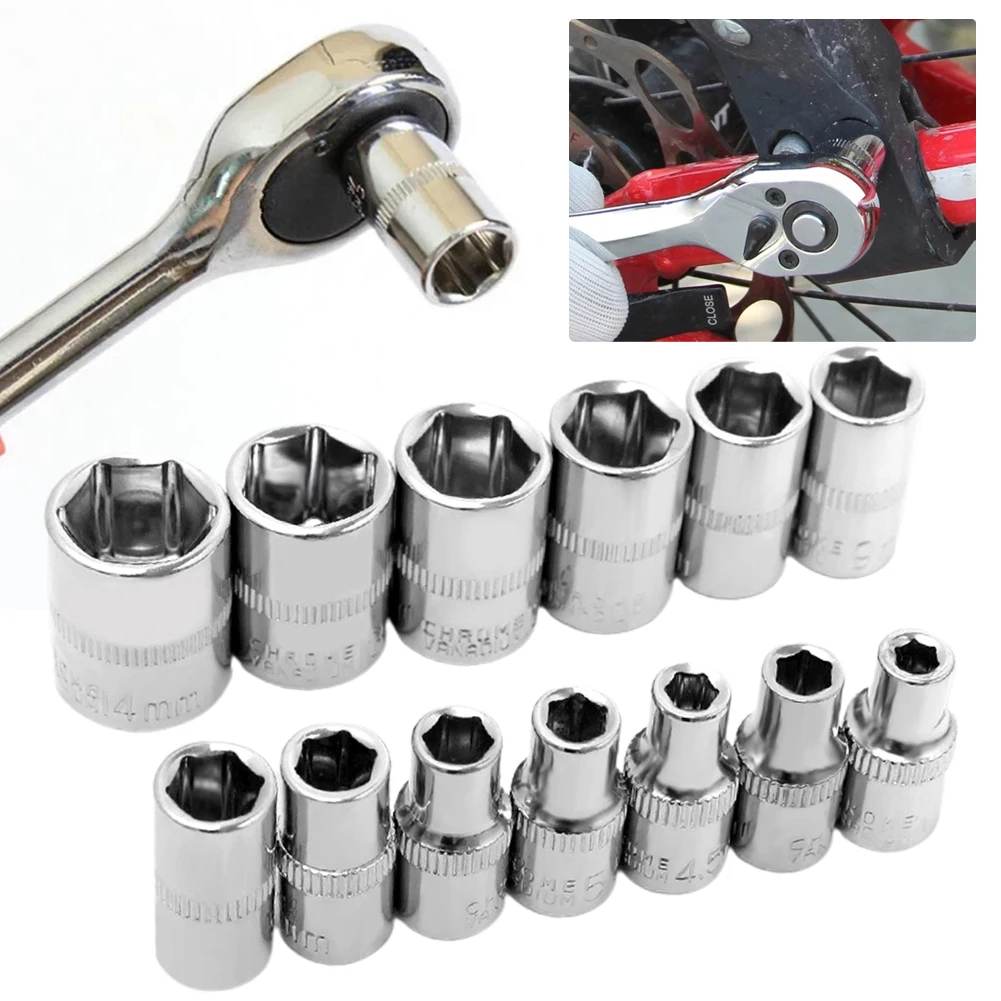 4-14mm 1/4in Head Hex Keys Socket Wrench Metric Double End Hexagons Sleeve Double EndHand Tools Ratchet Spanner Tool Parts