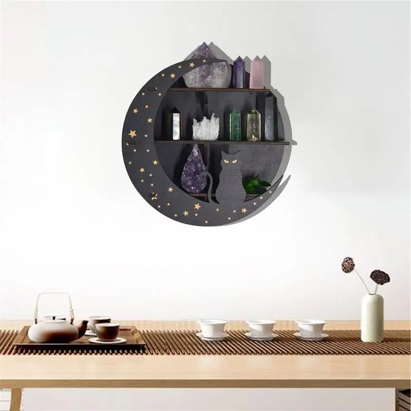 Moon Shaped Storage Rack Silicone Mold, resina epóxi Mold, Handmade Cat Style, INS Wind, Wall Hanging, Acessórios para Decoração