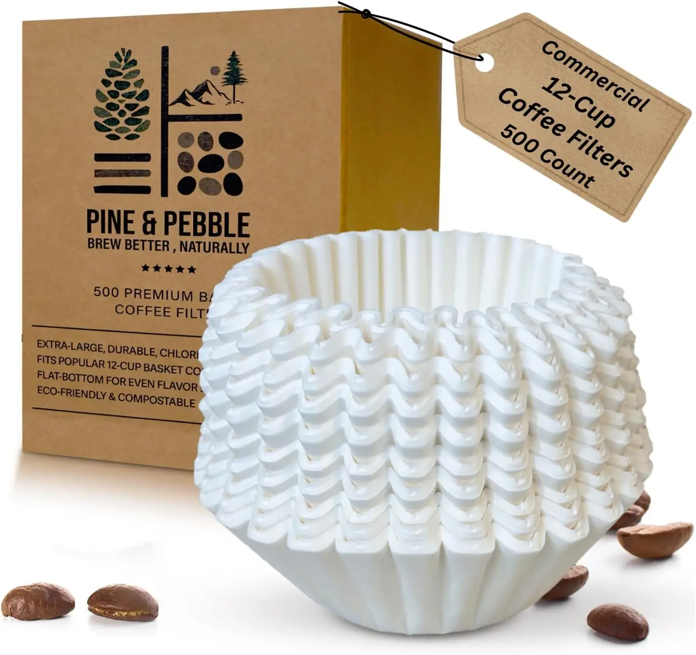 

Large 12-Cup Commercial Coffee Filters, 500 Count | Tall-Walled Basket Style for BUNN & Standard Makers | Bulk for Cafés &