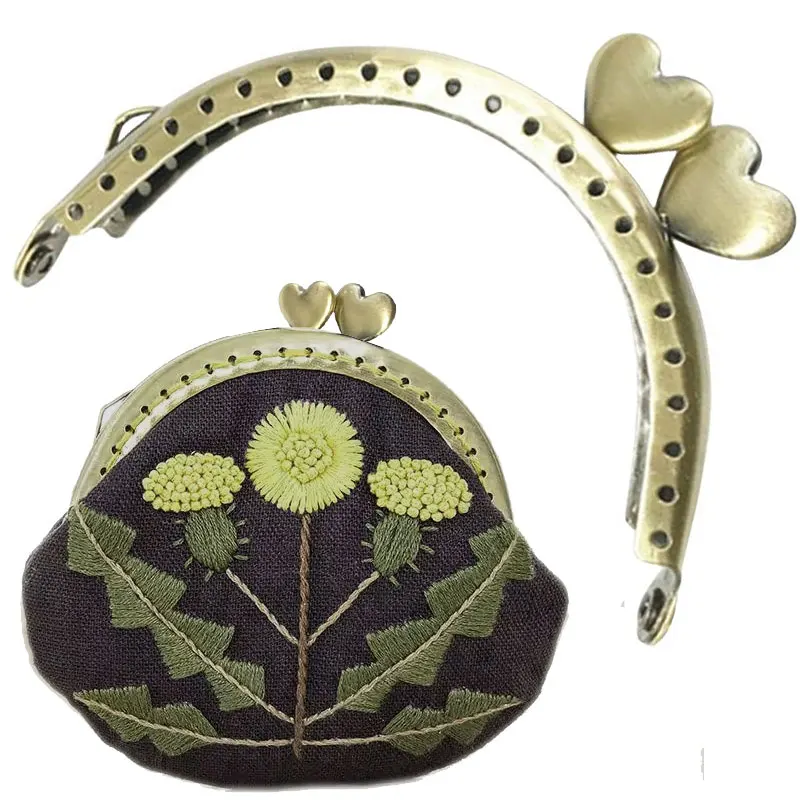 

10PCS 8.5cm Vintage Heart Head Glossy Finished Metal Purse Frame Antique Bronze Handle Clasp for Coin Bag Sewing Accessory