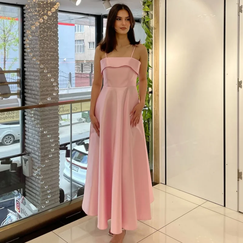 2025 Summer French Retro Style Elegant Satin Strap Evening Fashion Dress