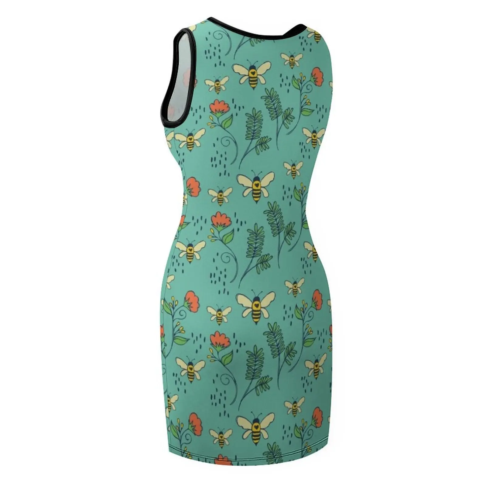 蜂と花柄ノースリーブサマードレス レディースサマードレス 2025 レディース服 夏 2025 新作 女の子用ドレス