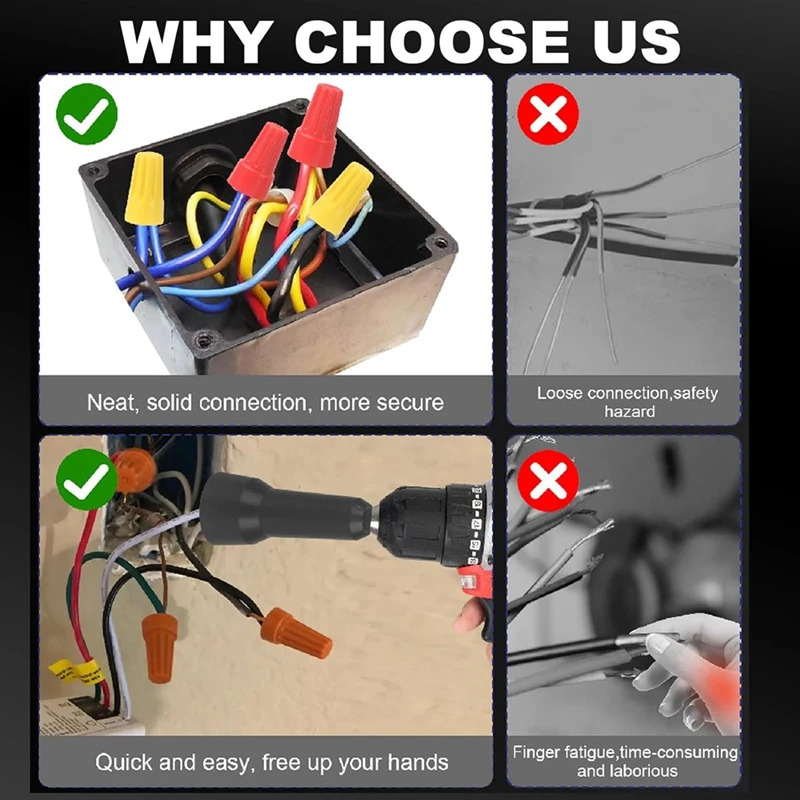 Wire Twisting Tool, Wire Nuts Driver, Spin Twist Wire Connector Socket Wire Twisting Spinner With 1/4Inch Chuck