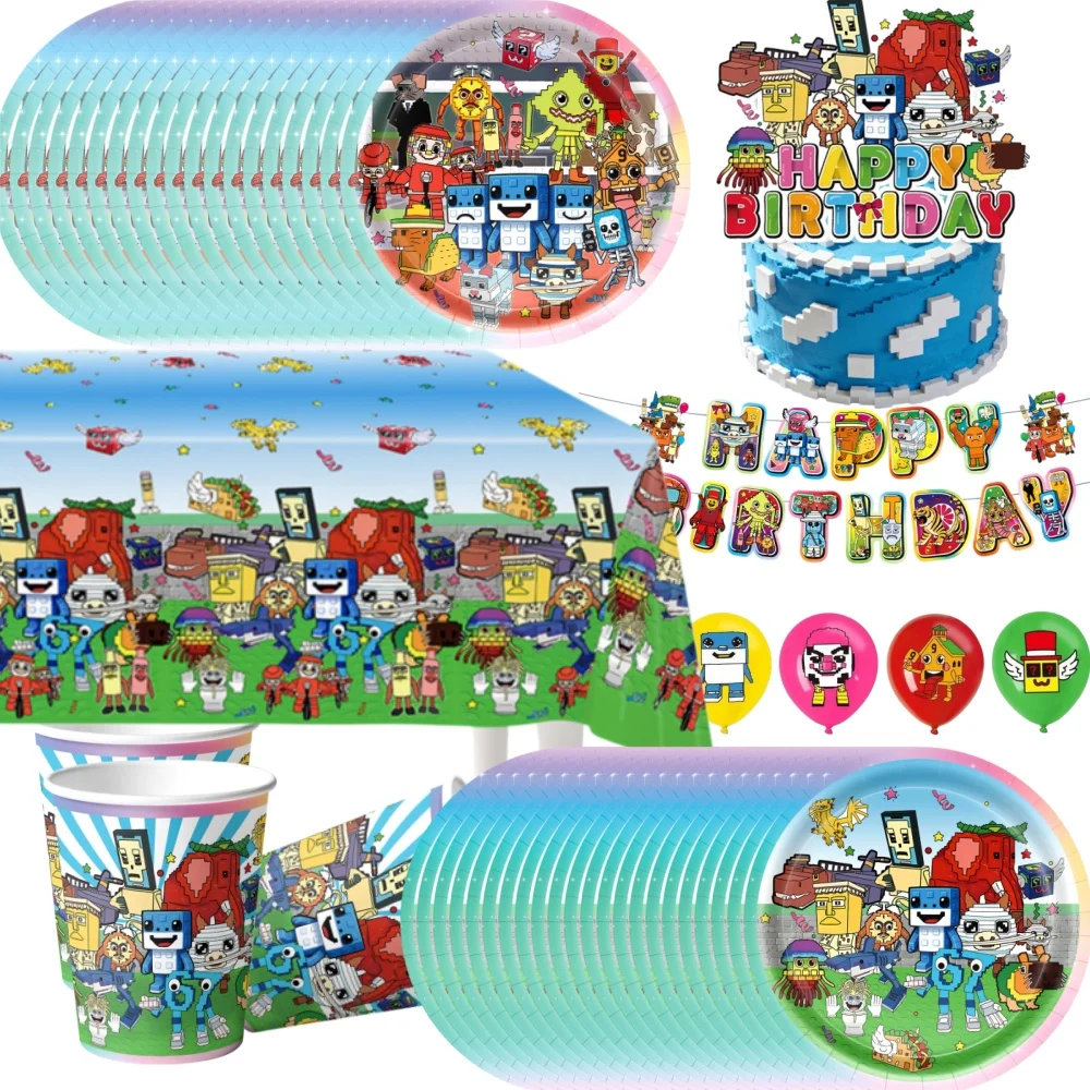 Brainrots Geburtstagsparty-Dekorationsset, Dekoration, Tischdecke, Ballon, Kuchenaufsatz, Hintergrund, für Kinder, Babyparty, Partyzubehör, Geschenke