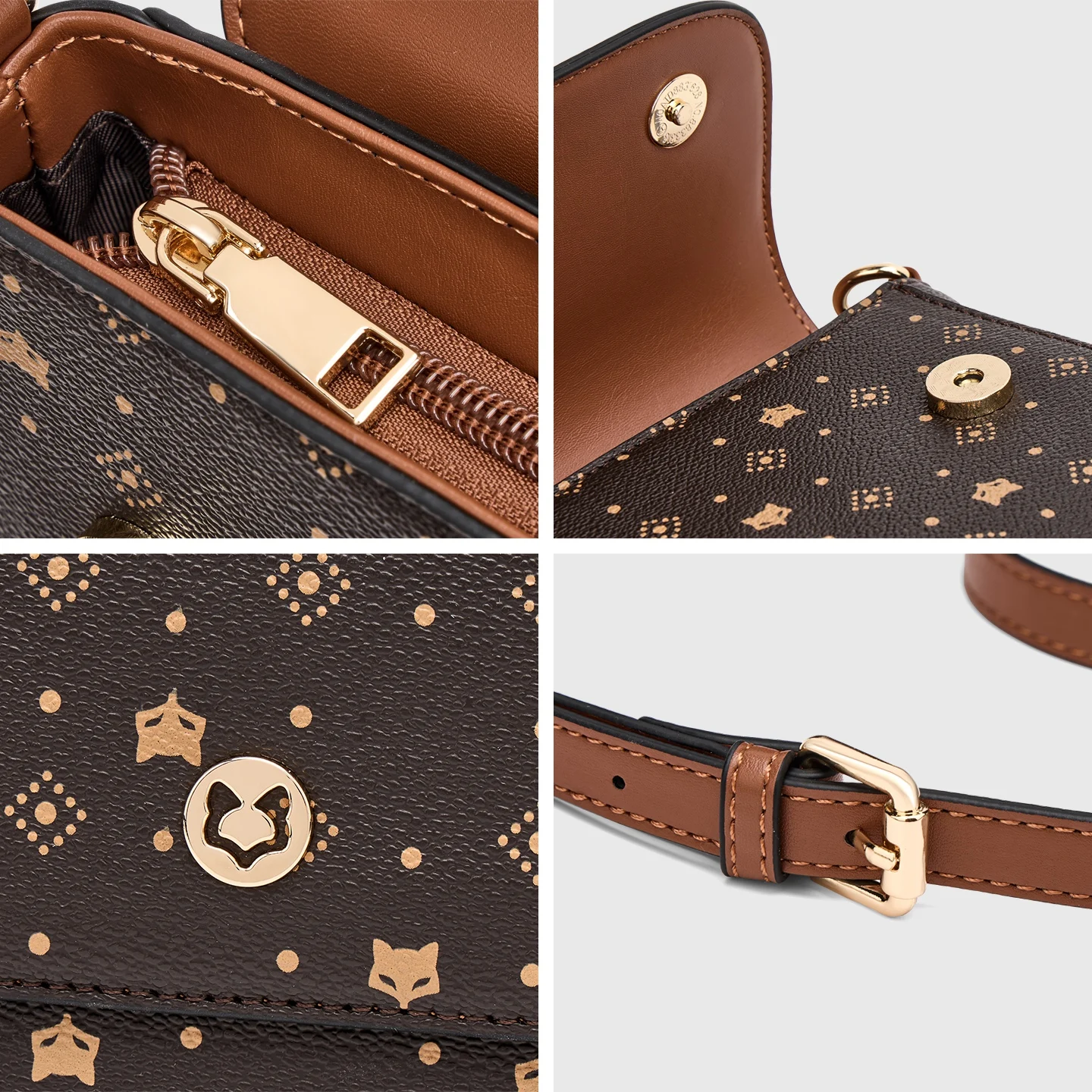 FOXER Brand Women Crossbody Bag Vintage Adjustable Strap Small Shoulder Bag PVC Leather Ladies Flap Purse Daily Commuter Handbag