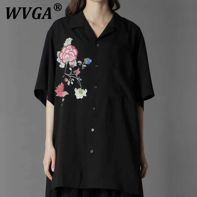 

WVGA Summer New Men's Tide High Street Floral Printed Short Sleeve Shirts Niche Chic Casual Cotton Cuban Collar Shirt Ins W9685