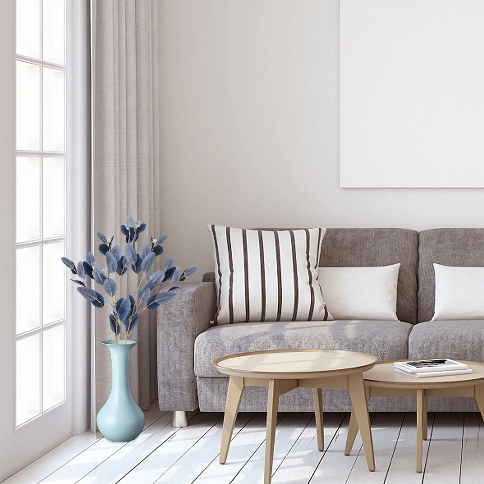 

2Pcs Fake Eucalyptus Leaf Bouquet Lifelike Artificial Simulation Branch Decoration Wedding Party Home False Bouquet Gift