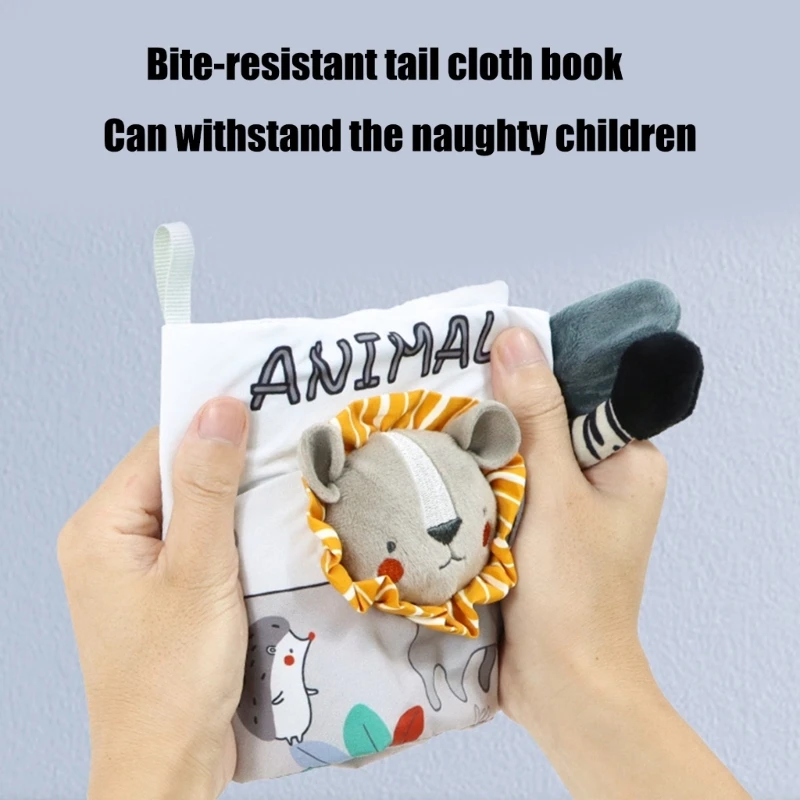 Baby Activity Book Interactive Fine Motor Skill Training Crinkle Book Early Learning Kids Cloth Book Animal Tail Book