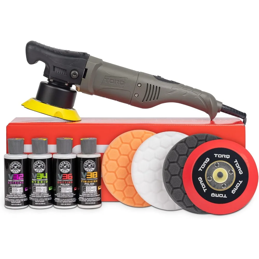 케미컬 가이즈 BUF-501X 10FX 랜덤 오비탈 폴리셔 키트 (패드, 광택제, 컴파운드 포함) 자동차, 트럭, SUV 등 안전하게 사용 가능