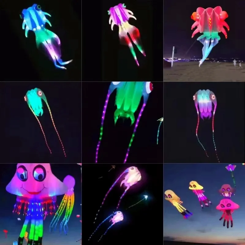 

Free Shipping led kites flying for adults kites led octopus kites ripstop nylon goldfish sports entertainment fishing line child