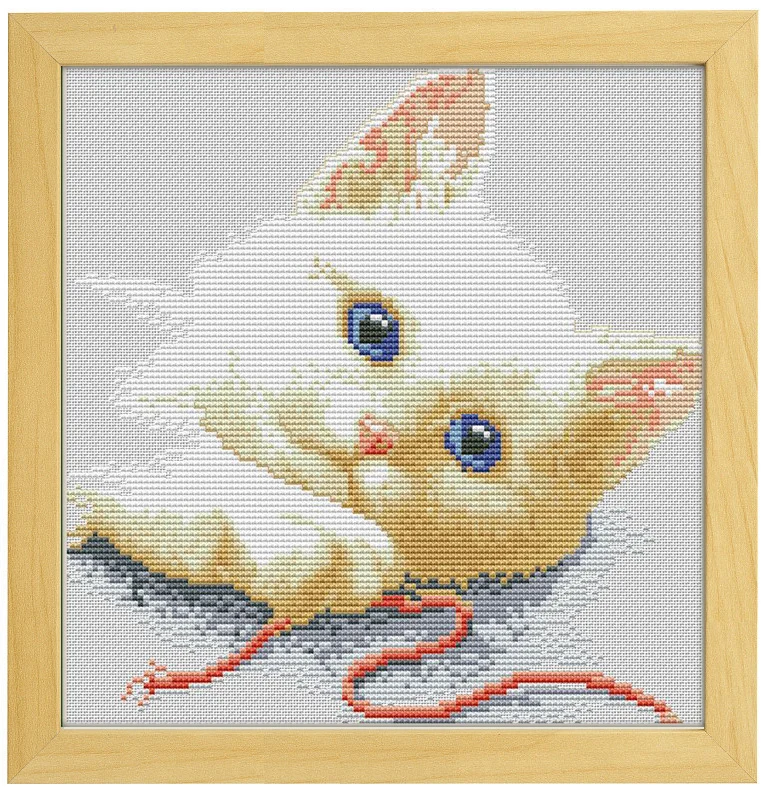 White Cat Blue Eye Cross Stitch Ecological Cotton Thread Embroidery Home Decoration Hanging Painting Gift