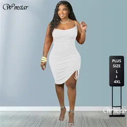 Plus Size Clothing Dress Wholesale Elegant Party Outfits Bandage Draped Tank Slip Maxi Dresses for Women Summer  Dropshipping