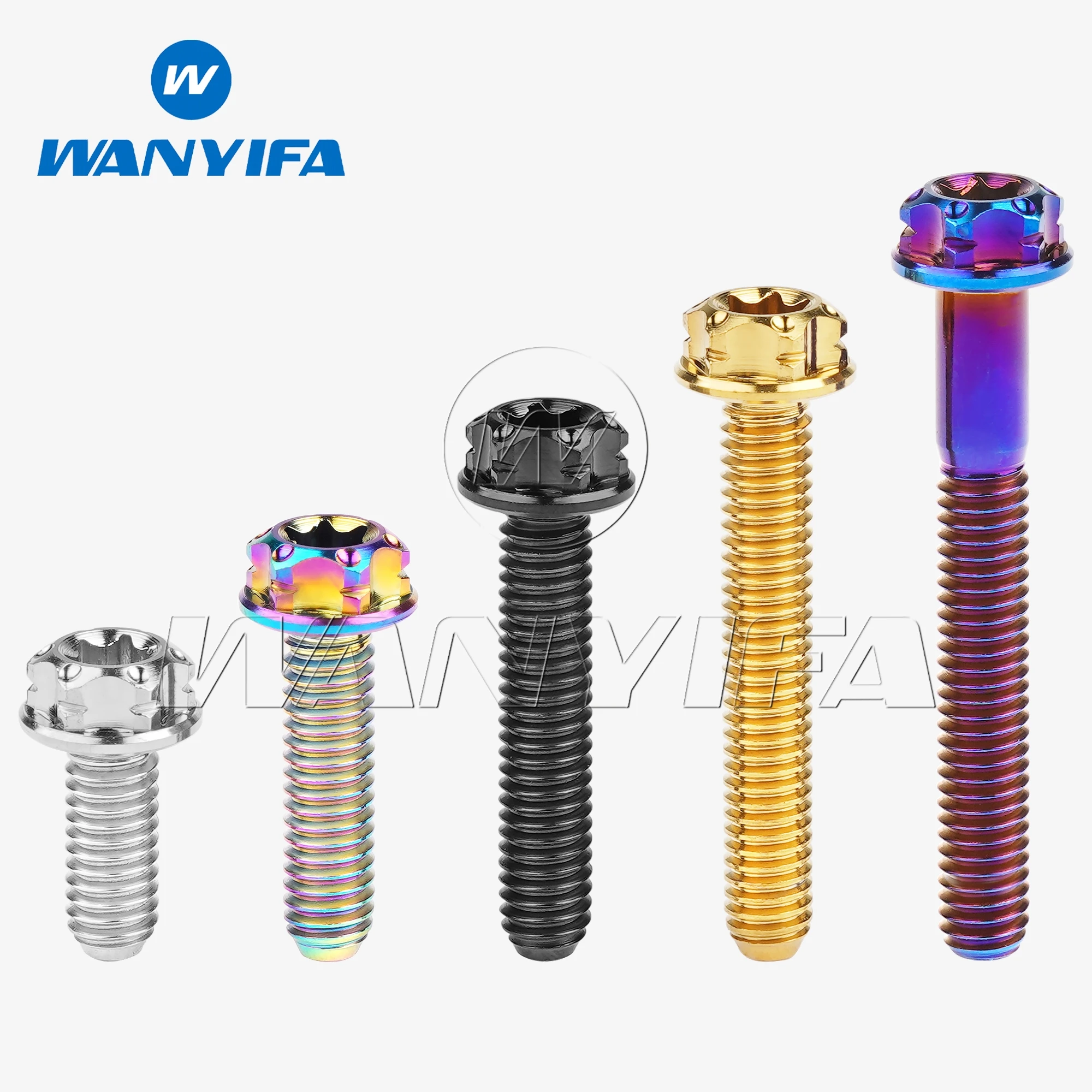 Wanyifa Titanium Bolts M4x10 15 20 25 30mm Flange Head Torx T20 Screws for Retrofitting Bicycle Motorcycle Parts