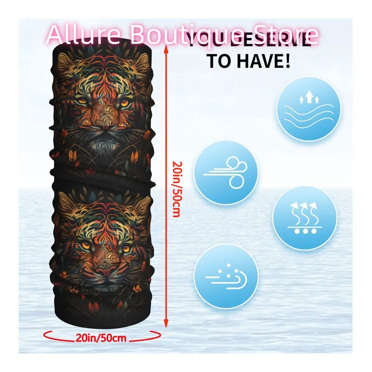 النمر ماندالا باندانا غطاء الرقبة التفاف وشاح بالاكلافا ركوب الدراجات للجنسين الكبار تنفس #2